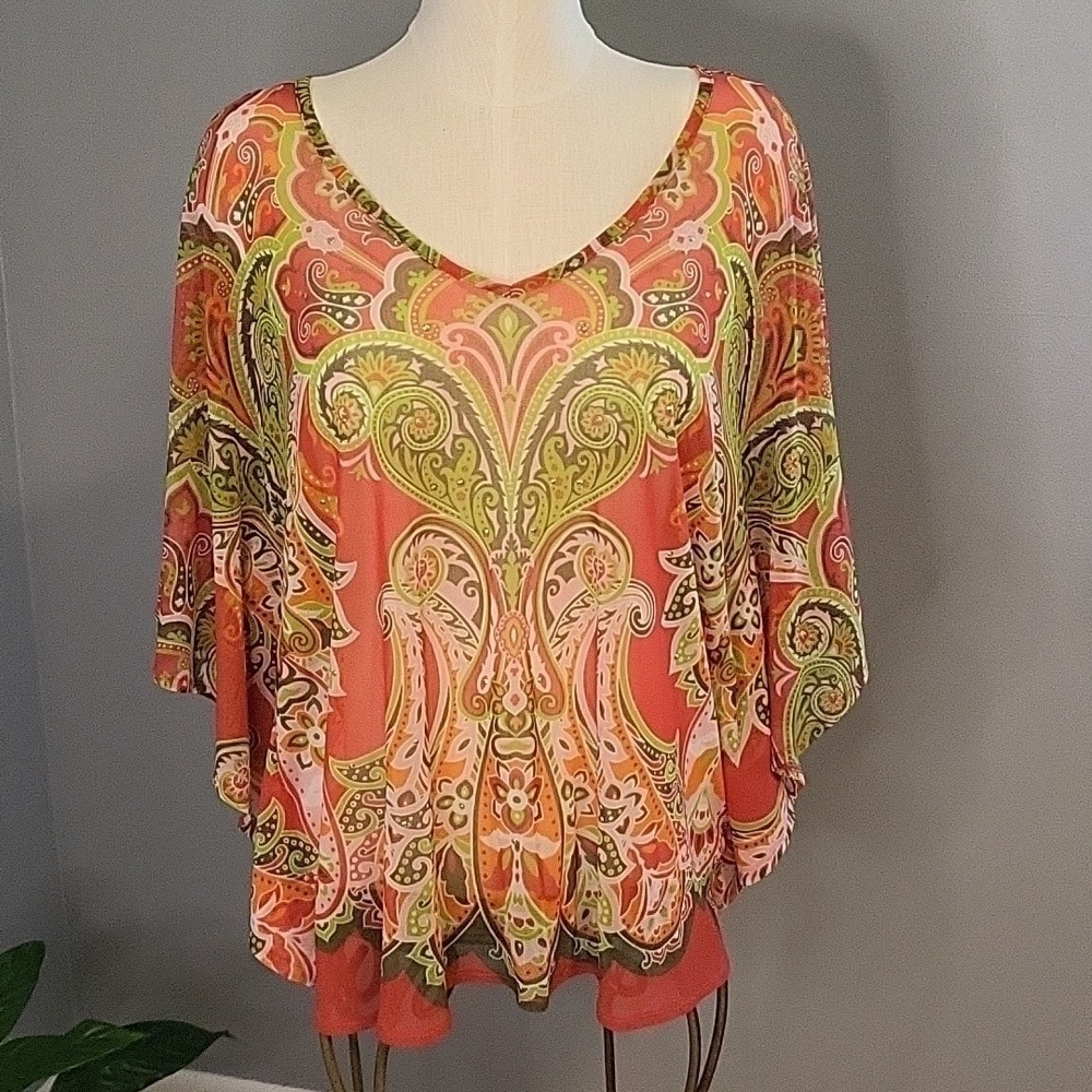 International Concepts Beach Boho Cover-Up Silver Stud Detail - Size XL